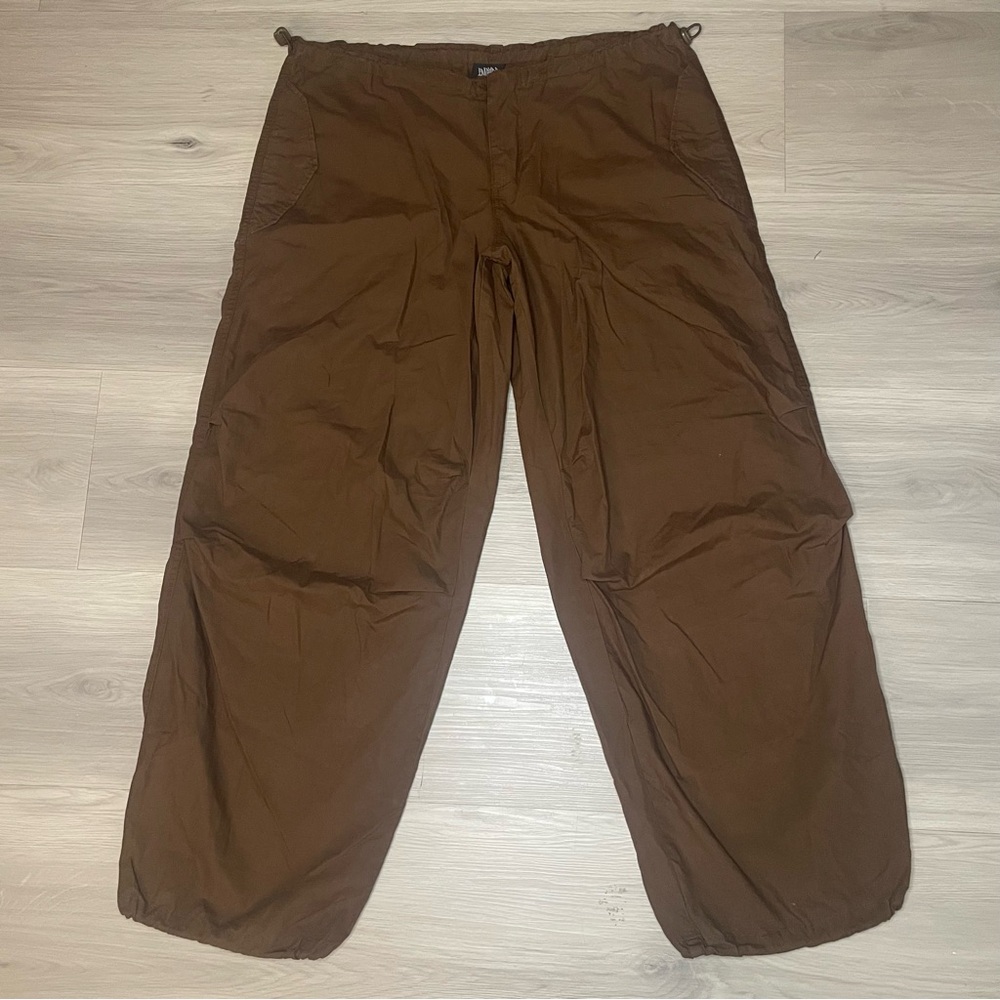 Empyre Parachute Pants Skater Baggy Drawstring Y2K Brown Unisex Men’s Medium EUC